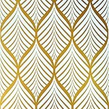 JOLIHOME Geometrische Muster Tapete Gold und Weiß Moderne Minimalistische Wasserdichte Selbstklebende Tapeten für Küchen Badezimmer Wohnzimmer Schlafzimmer Möbelaufkleber 44,5x500cm