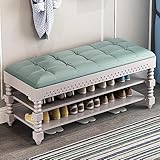 Gepolsterte Eingangsbank aus Leder mit Acrylbeinen, 2-Schicht-Schuhregal Bank Lift Top Storage Bank Rustikaler Einstieg Schuhbank Schuhaufbewahrung Organizer-B 80x30x48cm(31x12x19i