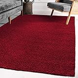 Impression Wohnzimmerteppich - Hochwertiger Öko-Tex zertifizierter Flächenteppich - Solid Color Teppich Rot - Größe 80x150