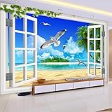 rasch tapeten 260x210cm Fenster Möwe selbstklebend Art - Moderne Wand-deko Dekoration Wohnung Wohnzimmer Wandtapete Wandbilder Wandsticker Wandaufkleber