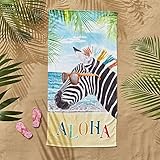 Catherine Lansfield Aloha Zebra Strandtuch blau, Beach Towels, 180x90cm