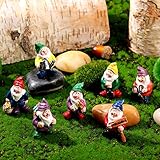 Jetec 7 Stücke Gartenzwerge Zwerg Harz Statuen Miniatur Feen Garten Mini Statue für Tisch und Garten Dekoration für Feiertagsfest Garten Dekoration, Gartendekoration Zubehör