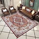 RUGMRZ Haus Dekoration Modern Teppich Retro Teppich rote Blumen dekorieren Wohnzimmer Zubehör Nicht verblassen Betten 90 x 200 cm
