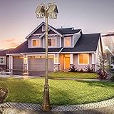 2-flammige IP55 wasserdichte Straßenlaterne für den Außenbereich, klassische Victoria Vintage-Rasen-Hochmast-Pfostenlampe, Retro-Bronze-Aluminium-Gartenlandschafts-Säulenbeleuchtung, E27-Pfostenleuch