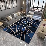 flokati Teppich waschbarkinderzimmer teppiche jungsBlaues geometrisches Design gelbe Linien Dekoration rutsch fest und anpassbarflur teppich140x200cm