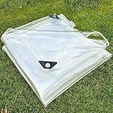 Klare Planen für den Außenbereich, 8x10 Fuß, transparente Plane, strapazierfähig, wasserdicht, durchsichtige PVC-Plane, Pflanzenblattabdeckung mit Ösen für Garten, Terrasse, Camping, Überdachungszelt