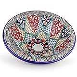 Saharashop Keramik Waschbecken Rund Ø40 cm Lavabo-Bunt Nr.15 Washbasin Orientalische Waschschale Aufsatzwaschbecken Handwaschbecken