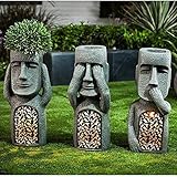 Cakunmik 3PCS Lustige Vase - Siehe Hören Sprechen Kein Böser Garten Osterinsel Statuen Blumentopf, Sehen Kein Hören Kreative Harzskulptur Für Hausvase Ornamente,A