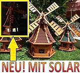 BTV XL Windmühle, windmühle für Garten, WMB85ro-OS ohne/mit SOLAR Beleuchtung, 0,85 m groß rot dunkelrot