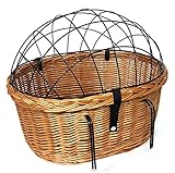 Tigana XXL Fahrradkorb Hundekorb für Lenker Weide oval mit Gitter 56 x 44 cm (N-S) + Kissen