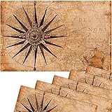 matches21 Maritime Tischsets Platzsets Motiv abwaschbar Kompass Windrose Schiff braun Kunststoff 6er Set 43,5x28,5 cm