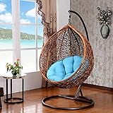 VSDEXR Schaukelstühle Egg Chair Rattan, Vogelnest Korb Hängesessel, Schaukel Rattan Korbsessel, Wiegenstuhl für drinnen und draußen, Balkon, Garten, Geschenk, rot