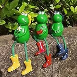 Asslye Frösche Figuren Garten Deko,3 Stück Frosch Tiere Garten Statuen Deko Draußen Figuren für Garten Kantenhocker Zaunhocker