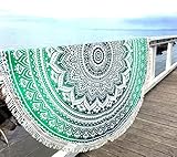 überwurf, Strandtuch, Yogamatte, indisches Mandala, rund, Baumwolle, Tischdecke Strandtuch, runde Yogamatte, Schal, 182,9 cm Strand Freizeit, Picknick grün