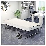 COSTWAY 80x190cm Gästebett mit 10cm Dicker Memoryschaum-Matratze, Klappbares Einzelbett, Stabiler Metallbett 120kg belastbar, Klappbett auf Rädern, Faltbett für Büro Gästezimmer, Tragbares Bett