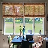 Natural Reed Curtains for Patio Balkon,Breit Atmungsaktiv Vorhang,Einfach Aufzuhängen Lichtfilter Jalousie,Outdoor Sonnenschutz Bambus Rollo Mit Lifter,Innen Holzrollo Dekoration,Handgeflochten. (Col