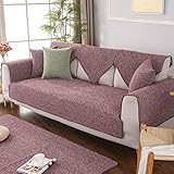YUTJK Nicht elastisch Sofa überwurf Chaise Longue Linke und rechte Liege, frontansicht, Chenille, Dicke Sofabezüge aus Baumwollleinen, Für Ledersofas, rot