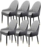 Esszimmerstühle, 6er-Set, Holzbeine, Küchenstuhl, Leder, Wohnzimmer, Akzent, Sessel, Hotel, Verhandlung, Empfangsstuhl (Farbe: P)