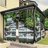 Linfye 2 Stück Outdoor Vorhang Wetterfest Balkon, Wasserfall Outdoor Vorhänge mit Ösen Terrasse Vorhänge Sichtschutz Vorhang Outdoor Gardinen für Pavillon Terrasse, 132x213cm