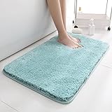 Badematten, weich, bequem, lang, Faser, hautfreundlich, elastisch, Massagematte, rutschfest, verdickt, schnell trocknend, Badematte für Badewanne, WC usw. (Himmelblau, 50 x 80 cm x 2)