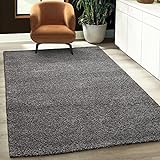 Fabrica Home Teppiche für Wohnzimmer - Solid Color Shaggy Teppich, Modern Flächenteppich - Grau, 80x150 cm