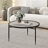 Couchtische aus Glas für das Wohnzimmer, runder Wohnzimmer-Mitteltisch mit Metallbeinen, moderner Sofa-Endtisch, verstellbare, Nicht beschädigende Fußkappen, Couchtisch für Wohnzimmer, Aus