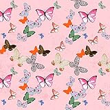 Loussiesd Schmetterlingsstoff Meterware,Boho Schmetterlingsmotte für Mädchen,Möbelstoff für Stühle,Fantasiegarten,böhmischer Tier Dekorationsstoff für Polsterung und Heimwerkerprojekte,92x160cm,Rosa