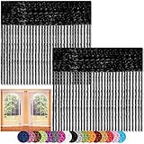 Bestlivings Fadenvorhang 2er Pack Gardine Raumteiler, Auswahl: 90x240 schwarz - Jet Black