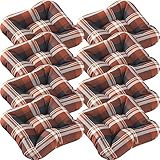 DILUMA Stuhlkissen Naxos 40x40 cm 8er Set Karo Orange-Anthrazit - Indoor & Outdoor Sitzkissen - 8cm Dicke Polsterung, Schadstofffrei nach OEKO-TEX100, Made in EU