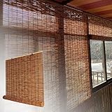 Bambusrollo Wetterfest Aussenbereich Outdoor Vorhänge Sichtschutz Bambus Rollos Schilf Vorhang Raffrollo Bambus Sonnenschutz Atmungsaktiv Jalousien Türvorhang für Patio Balkon Dekovorhang (Size : 39x