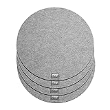 4-Teiliges Set aus Filz Tischuntersetzer Platzset Tischläufer, Platzdeckchen abwaschbar Filzmatte (Rund, Grau)