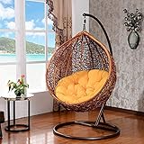 VSDEXR Schaukelstühle Egg Chair Rattan, Vogelnest Korb Hängesessel, Schaukel Rattan Korbsessel, Wiegenstuhl für drinnen und draußen, Balkon, Garten, Geschenk, rot