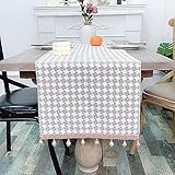 CECE&COLE American Country Plaid Häkelperlen-Tischläufer,Stoff-Jacquard-Streifen Zum Aufhängen,Tischflagge,Couchtisch,Tv-Schrank,Schuhschrank,Dekorativer Bezug,Handtuch,Grau,30X200Cm
