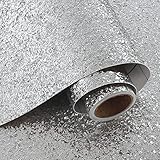 VaryPaper Pailletten Glitzer Selbstklebend Tapete Silber Dekofolie Möbelfolie Glitzer 40cmx200cm Selbstklebende Folie für Möbel Klebefolie für Schrank Tapeten Wohnzimmer Kommode Treppen Basteln Folie