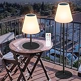 Solarlampen für Außen Garten Solar Stehlampe Outdoor Solar und USB-C in Einem Aufladbar Tischlampe Kabellos IP54 Wasserdicht Metall Stehlampe für Rasen, Hof, Terrasse, Indoor(Höhe 100cm)