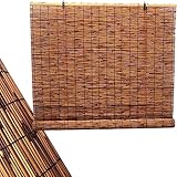 Bambusrollo - Sonnenschutz Bambus, Handgewebte Anpassbar mit Lifter, Sichtschutz Fenster Rollos, Für Teehaus/Restaurant/Garten, Balkon Trennwand Strohjalousien - Schilfvor(Size:W140xH250cm(55inx98in))