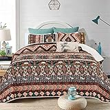 WONGS BEDDING Tagesdecke Boho Mandala Steppdecke 220x240 cm Bettüberwurf Mikrofaser Bettdecke Doppelbett Gesteppte Decke mit 2*Kissenbezüge 50x70cm