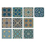 chiphop Selbstklebende Wand Küche 3D Gitterkristallkeramikpaste 10 Stück wasserdichte Wandaufkleber für Selbstklebende Keramikkleber aus 3D-Gitterkeramik Badezimmer Möbel Schwarz (B, One Size)