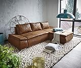 DELIFE Couch Abilene Braun 260x175 mit Bettfunktion Ottomane variabel Ecksofa