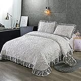 Gesticktes, gestepptes Tagesdecken-Set, 3-teilig, Baumwoll-Mikrofaser, weiche Bettdecke, warmes Bett-Set, Doppelbett, King-Size-Größe, 9.230 x 245 cm (91 x 96 Zoll) (6 245 x 265 cm (96 x 104 Zoll))