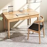 MDHP Massivholz Computertisch mit 2 Schubladen,moderner Einfacher Stil Schreibtisch Workstation Stabil Studientisch PC Arbeitstisch für Home Office(120x55x75cm(47x22x29in), Yellow)