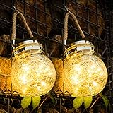 [2 Stück]Solarlampen für Garten, Vivibel 30 LEDs Solarlaterne für außen, Solarleuchten garten hängend, Solar Außenlaternen Warmweiß Dekoration für Außen, Party, Wand, Tisch, Hochzeit