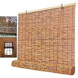 Bambusrollo Outdoor Wetterfest Vorhänge Aussenbereich Sichtschutz Bambus Rollos Schilf Vorhang,Raffrollo Bambusvorhang,Sonnenschutz Jalousien,Handgewebt Schilfvorhänge,für Patio Balkon Außen Innen (S