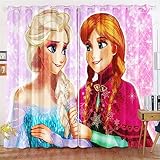 CICOOOD Frozen Verdunkelungsvorhang-Set Für Schlafzimmer 3D-Druck Anna ELSA Olaf Vorhänge Für Kinderzimmer Schiebegardine Blickdicht Für Dekoration (280x180cm(BxH)/ 140x180cmx2,13)