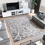 TAPISO Sky Teppich Kurzflor Modern Grau Beige Fume Rauchgrau Meliert Verwischt Design Wohnzimmer Schlafzimmer Baumstamm Natur ÖKOTEX 140 x 200 cm