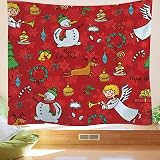 Weihnachtsglocke Cartoon Weihnachtsbaum Schneemann Wandteppich Wandbehang Mandala Mmakramee Hippie Boho Dekor Festival Wandteppiche Q11 150x130cm
