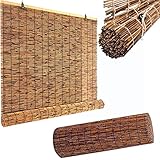 Bambusrollo Bambus für Innen, Jalousie Retro Bambus Rollo 50/80/100/124 cm, 50-120cm Breit Fenster Rollo aus Natur Sichtschutz (Color : H:100cm, Size : W:160cm)