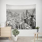 EHOMERY Wandteppich XXL 3D Wandtuch Anime Schwarz-Weiß-Stadt Wandteppich tür Wandtuch Schlafzimmer Wohnzimmer Schlafzimmer Wandbehang Dekoration 260x240cm