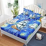 Spannbettlake Spannbettlaken FüR Boxspringbett Segel- Und Weltraummotive Spannbettuch Mikrofaser GebüRstete Polyester Bed Sheets，140 * 200cm