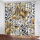 Blickdichte Vorhänge Verdunkelungsvorhänge Mit Ösen Für Schlafzimmer, 182 X 214 cm (B X H) Gelber Tierleopard - 3D Druckmuster Thermovorhang Gardinen/Lichtundurchlässige Vorhang, 2 Set